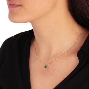 Ασημένιο επίχρυσο κολιέ Αχάτης Ορυκτή Πέτρα