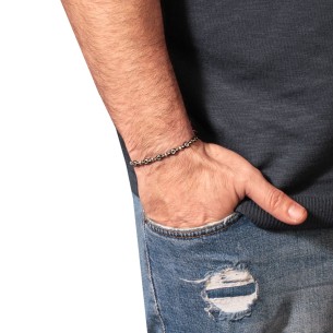 Βραχιόλι κορδόνι ασημένιοι Κύκλοι