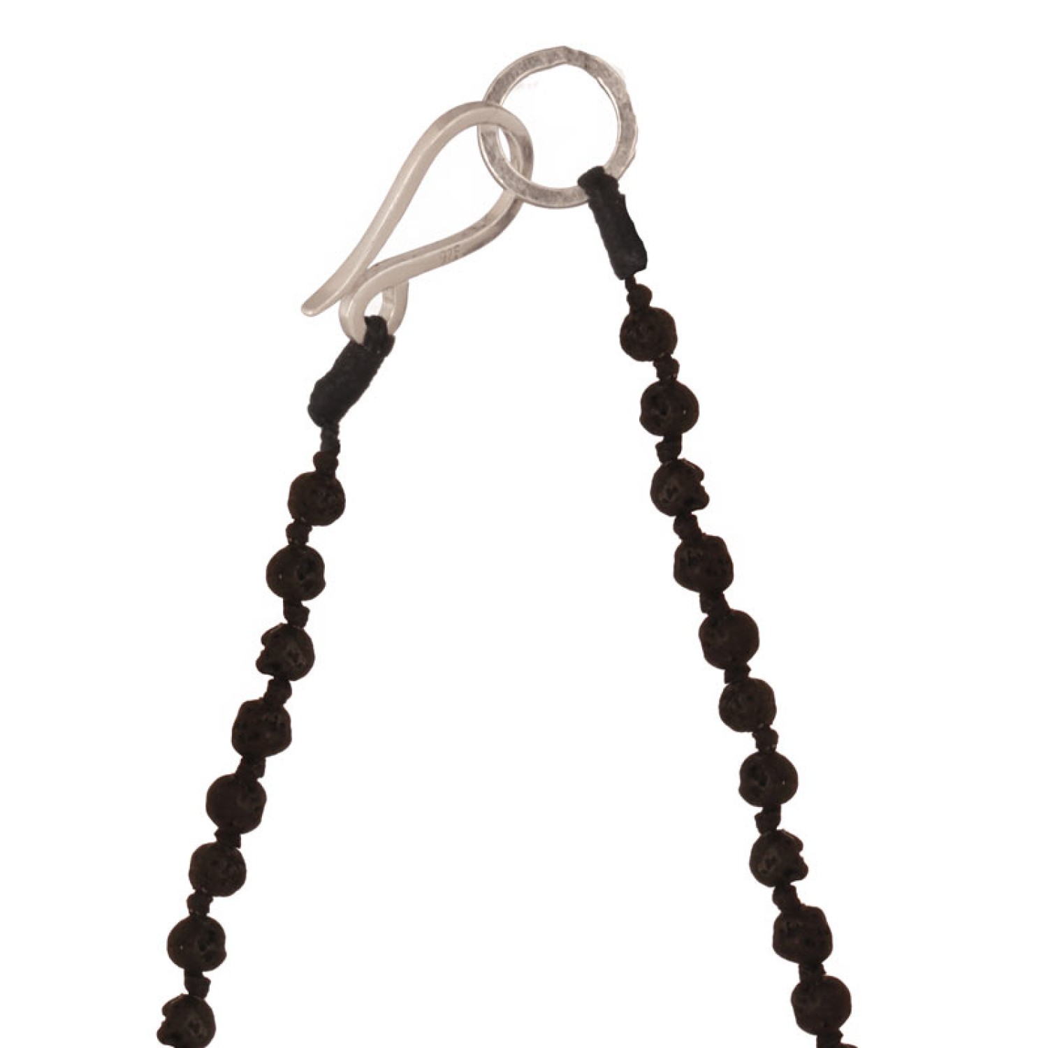 Κολιέ κορδόνι Ροζάριο ασημένιος Σταυρός