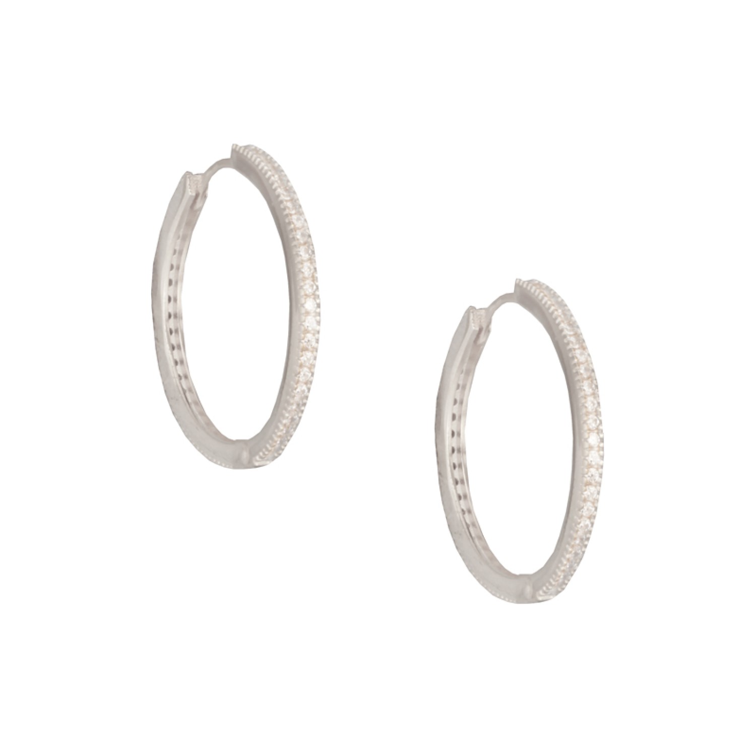 Ασημένια σκουλαρίκια tennis huggies Κρίκοι 22.00mm