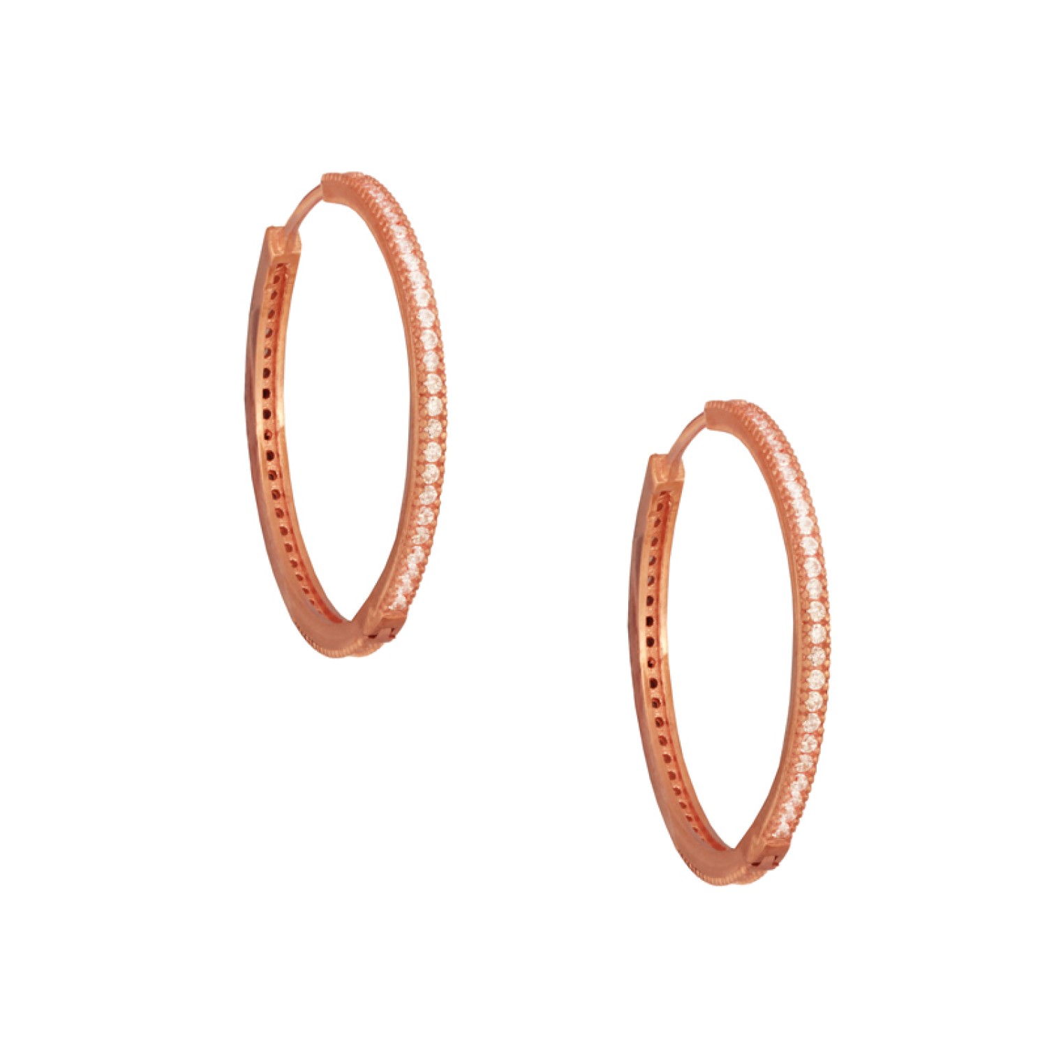 Ασημένια ρόζ σκουλαρίκια tennis huggies Κρίκοι 26.00mm