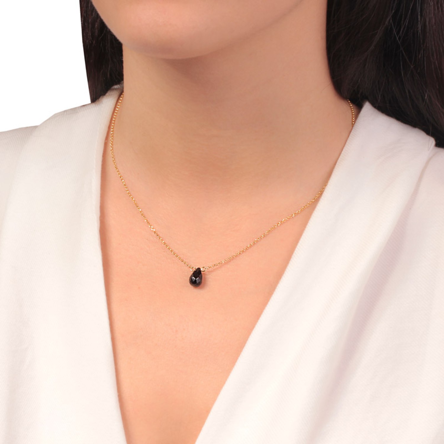Ασημένιο επίχρυσο κολιέ Σταγόνα Κρύσταλλο