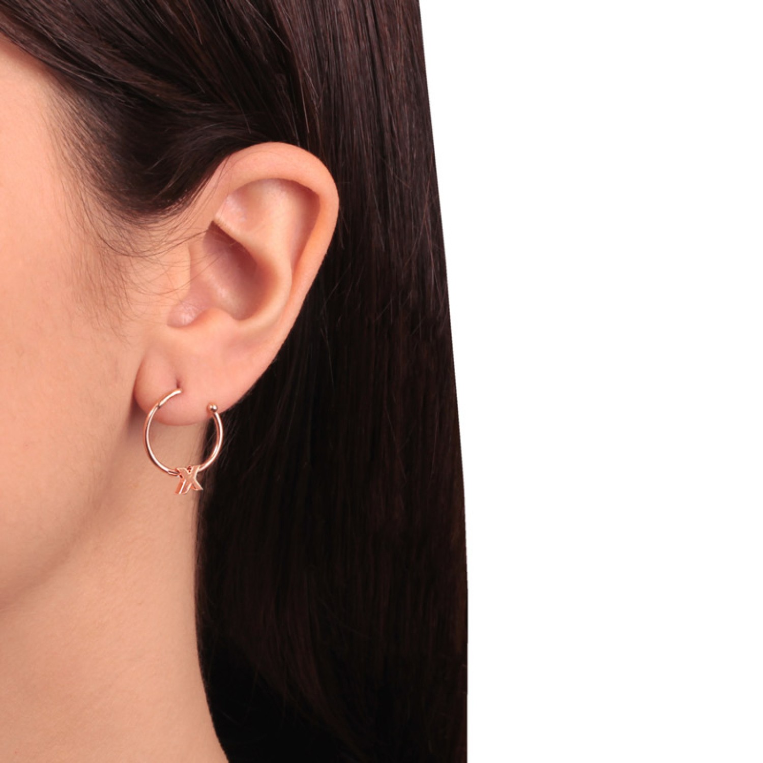 Ασημένια ρόζ επιχρυσωμένα σκουλαρίκια Κρίκοι Μονόγραμμα Π 16.00mm