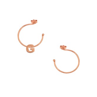 Ασημένια ρόζ επιχρυσωμένα σκουλαρίκια Κρίκοι Μονόγραμμα G 16.00mm
