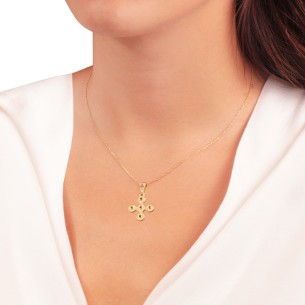 Ασημένιο επίχρυσο κολιέ Βυζαντινός Σταυρός