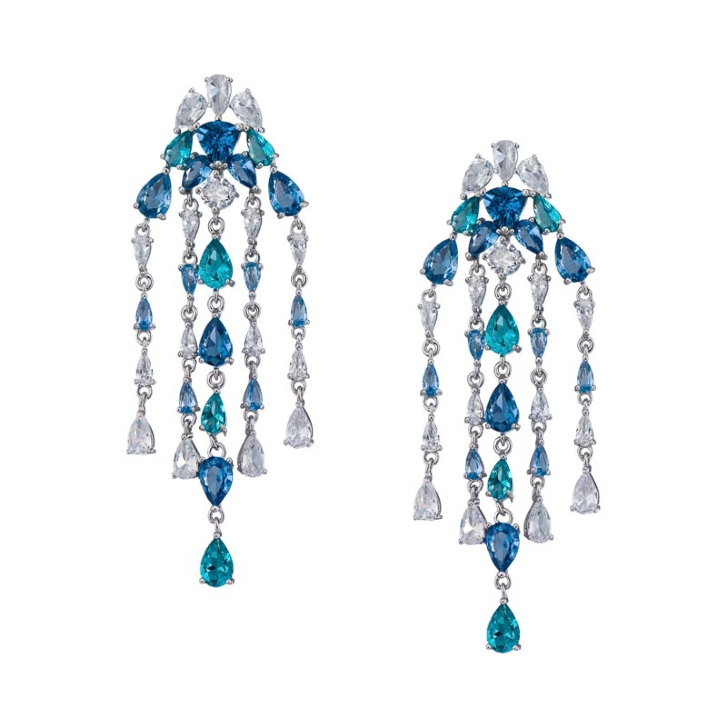 Ασημένια σκουλαρίκια Chandelier Blue