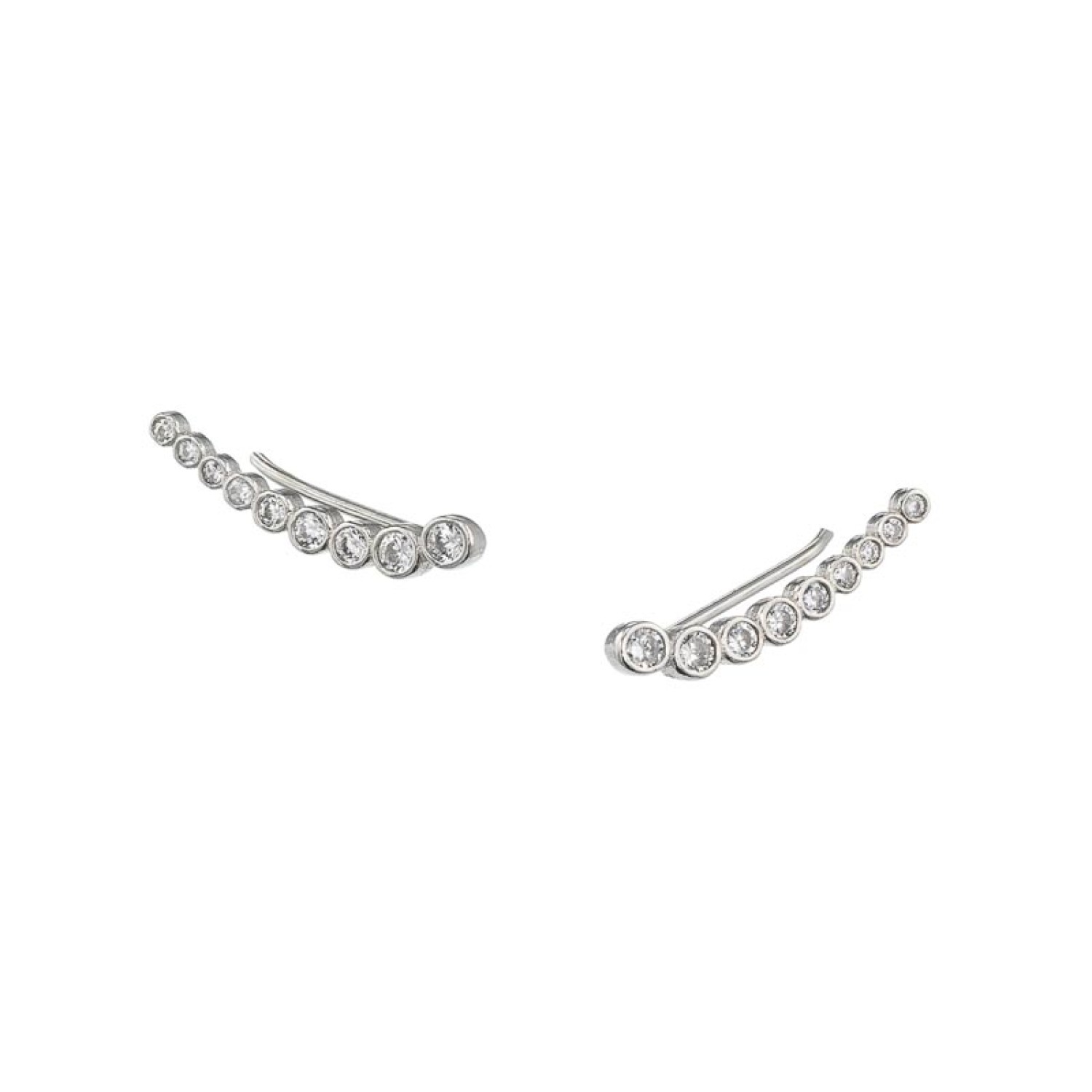 Ασημένια σκουλαρίκια Ear Climbers Μονόπετρα
