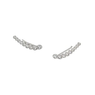 Ασημένια σκουλαρίκια Ear Climbers Μονόπετρα