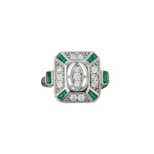Ασημένιο επιπλατινωμένο δαχτυλίδι Ροζέτα Emerald