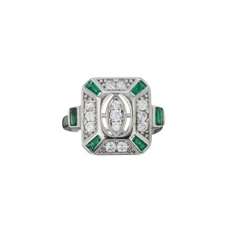 Ασημένιο επιπλατινωμένο δαχτυλίδι Ροζέτα Emerald