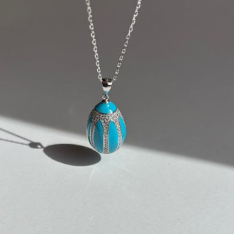 Ασημένιο επίχρυσο κολιέ Πάσχα Αυγό Faberge