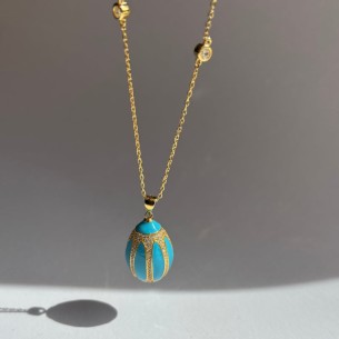 Ασημένιο επίχρυσο κολιέ Πάσχα Αυγό Faberge