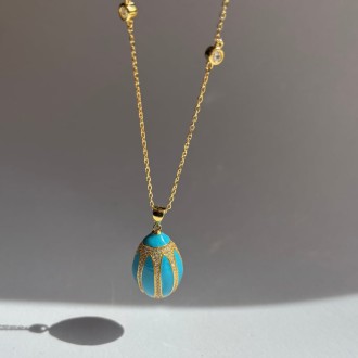 Ασημένιο επίχρυσο κολιέ Πάσχα Αυγό Faberge