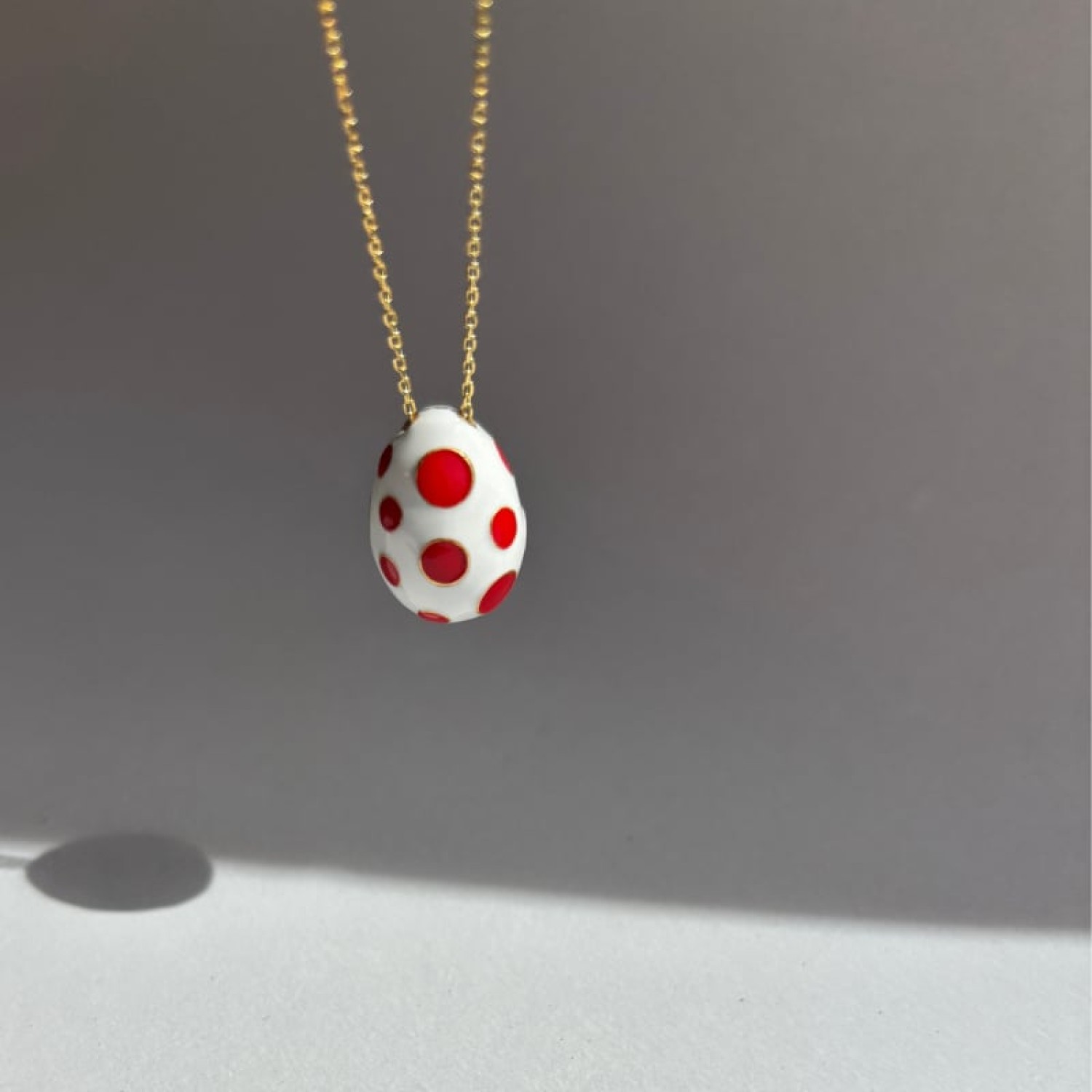 Ασημένιο επίχρυσο κολιέ Πάσχα Αυγό Dots Maxi