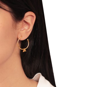 Ασημένια επίχρυσα σκουλαρίκια Κρίκοι Μονόγραμμα Ι 25.00mm