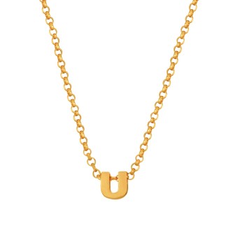 Ασημένιο επίχρυσο κολιέ Αλυσίδα Αρχικό Γράμμα U