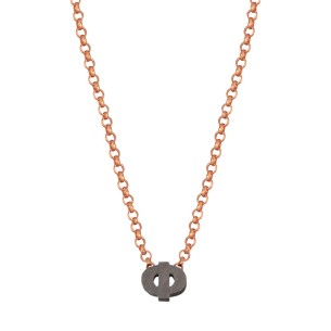 Ασημένιο ρόζ κολιέ Αλυσίδα Αρχικό Γράμμα Φ