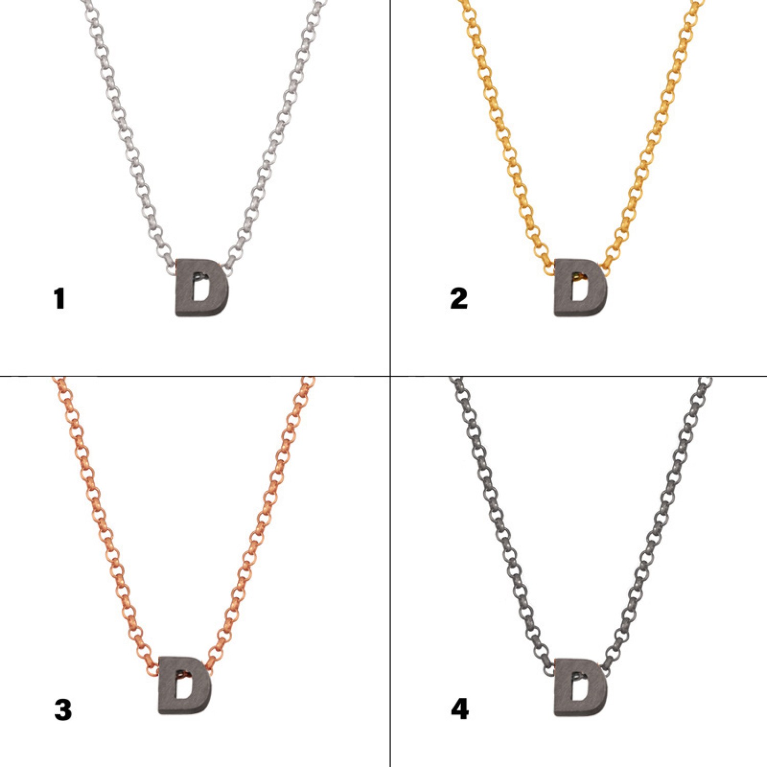 Ασημένιο ρόζ κολιέ Αλυσίδα Αρχικό Γράμμα D