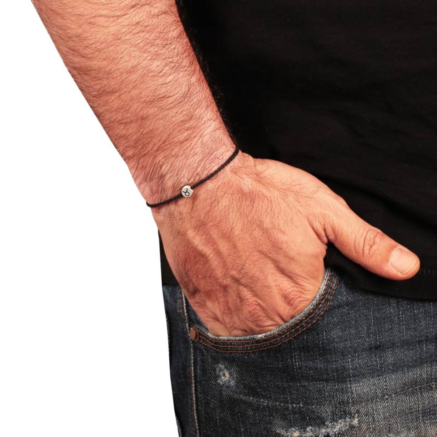 Βραχιόλι κορδόνι ασημένιο Ζώδιο Ταύρος
