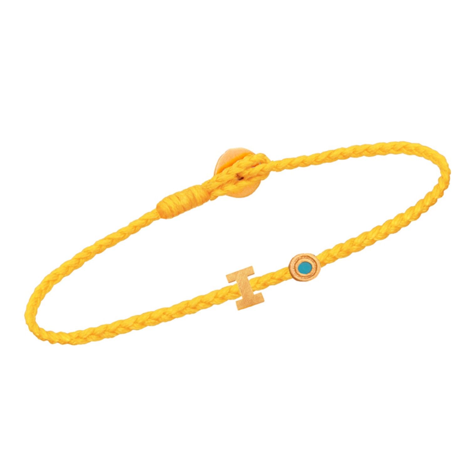 Βραχιόλι κορδόνι ασημένιο επίχρυσο Μονόγραμμα Ι