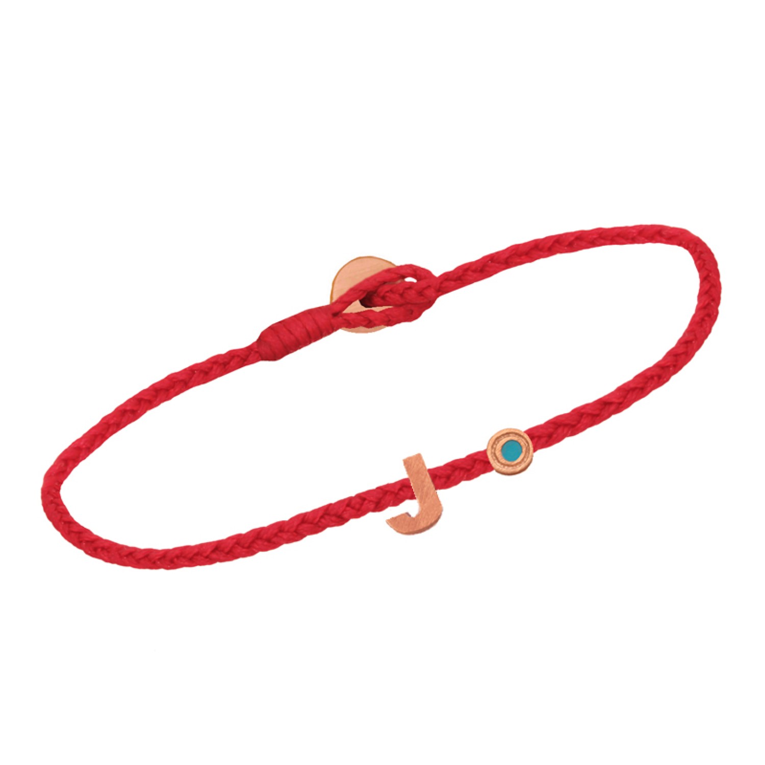 Ασημένιο ρόζ επιχρυσωμένο βραχιόλι κορδόνι Μονόγραμμα J
