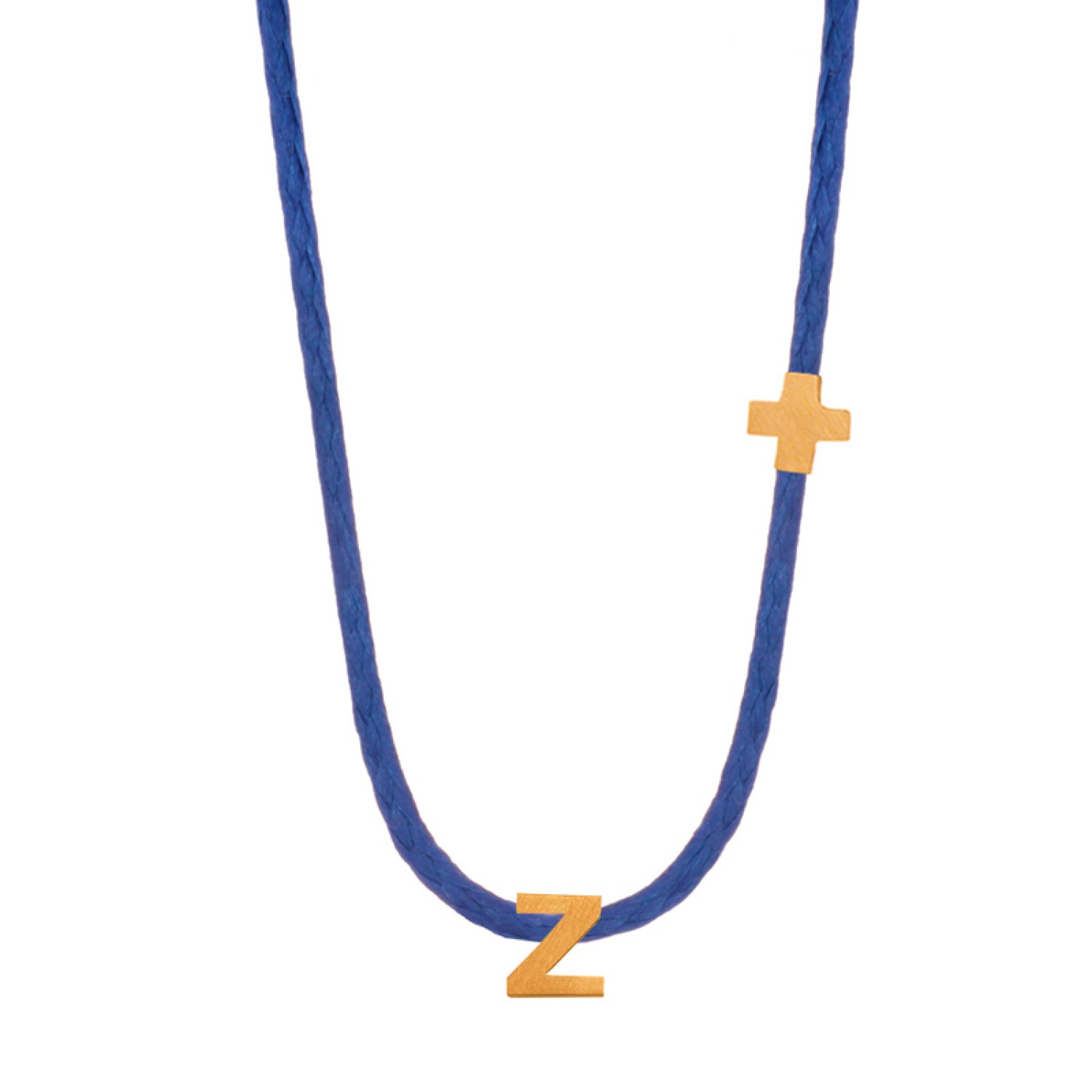 Κολιέ κορδόνι ασημένιο επίχρυσο Γράμμα Ζ