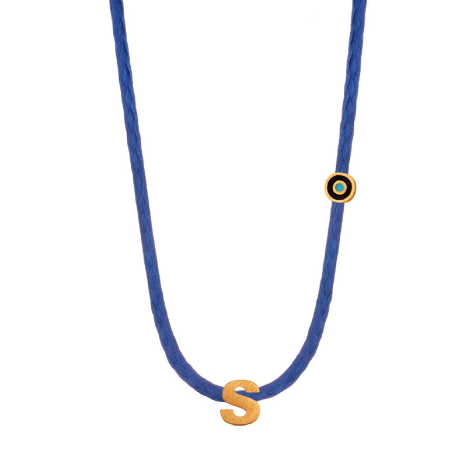Κολιέ κορδόνι ασημένιο επίχρυσο Γράμμα S