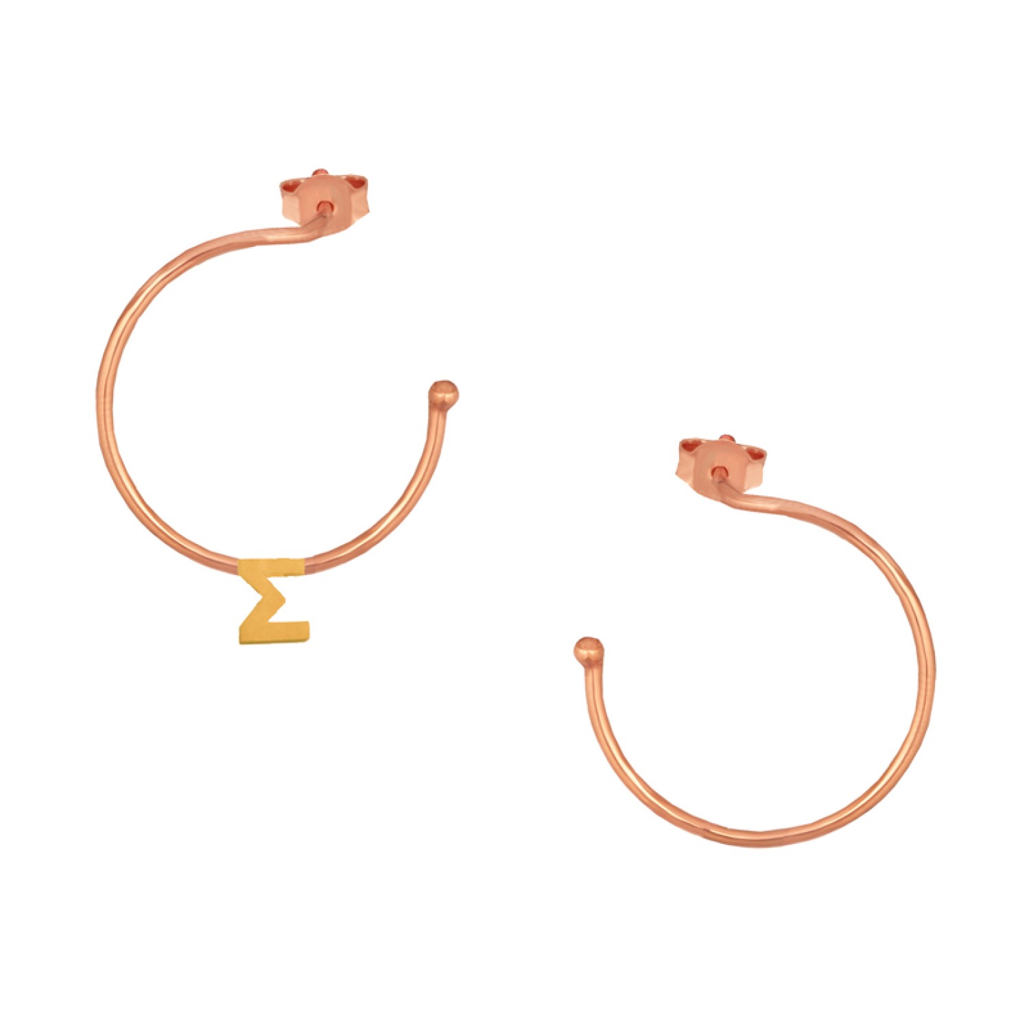 Ασημένια επίχρυσα σκουλαρίκια Κρίκοι Μονόγραμμα Σ 25.00mm