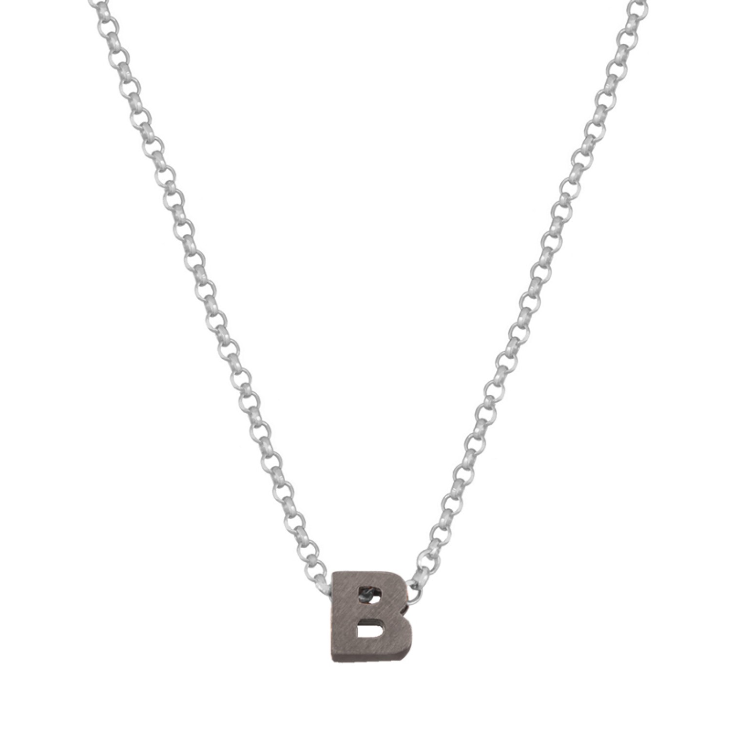 Ασημένιο ρόζ κολιέ Αλυσίδα Αρχικό Γράμμα Β